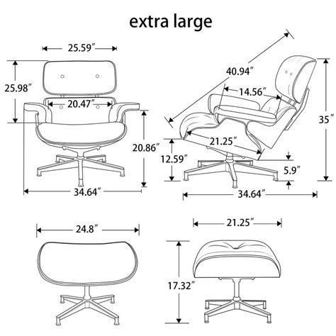 eames lounge chair dimensions.